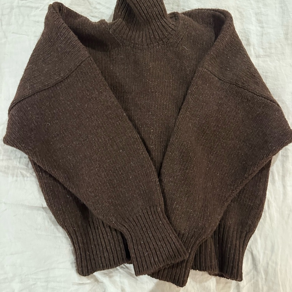 Babaa Dark Brown Chunky Turtleneck Sweater - Picture 3 of 5
